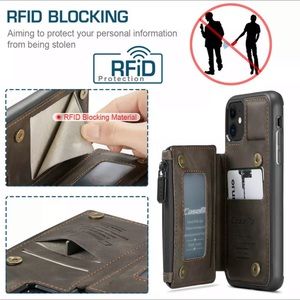 Luxury Coffee Color Leather Case w/Wallet + RFID Blocking (Personal Protection)